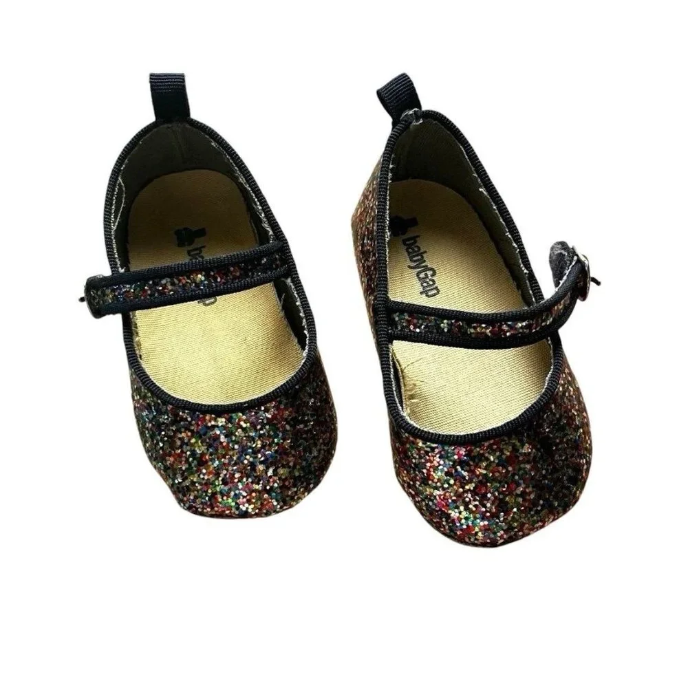 Baby Gap Rainbow Glitter Mary Jane Flats Size 12-18 Months
